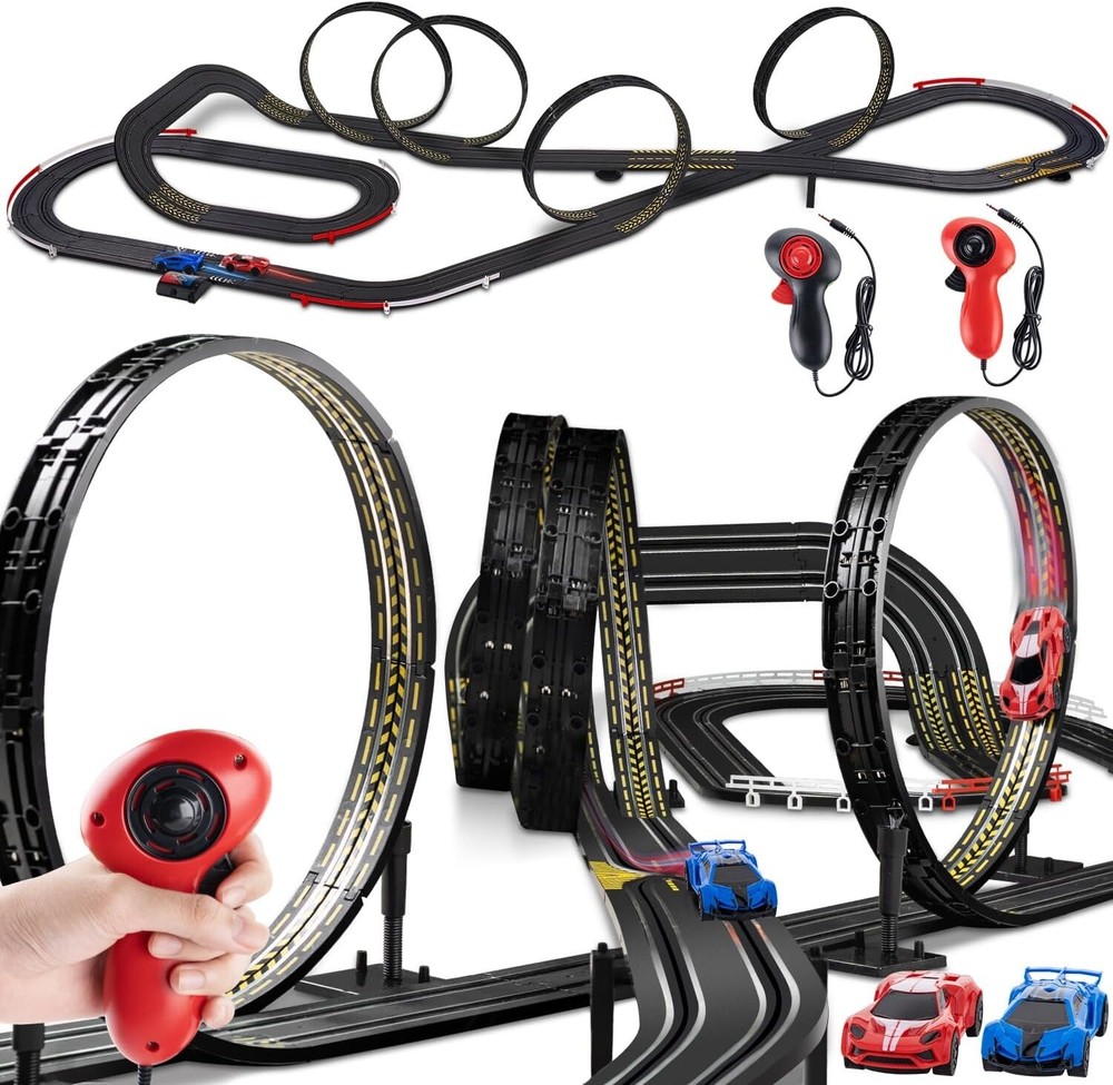 Slot Car Race Track Set Electric Powered Race Track Dual Racing Car Track Set