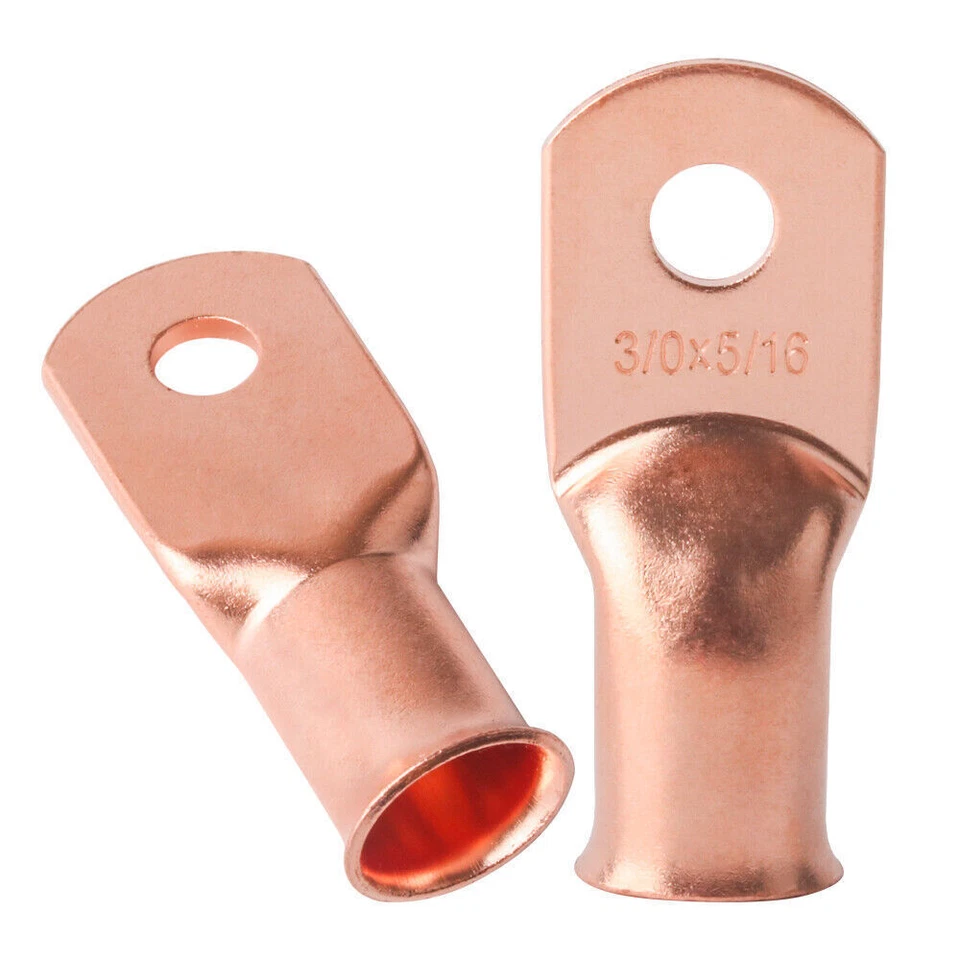 Stud Ring Cable Lug Crimp Copper Terminal Power Ground Wire 1x 3/0 Ga AWG 5/16" - Image 2 of 3
