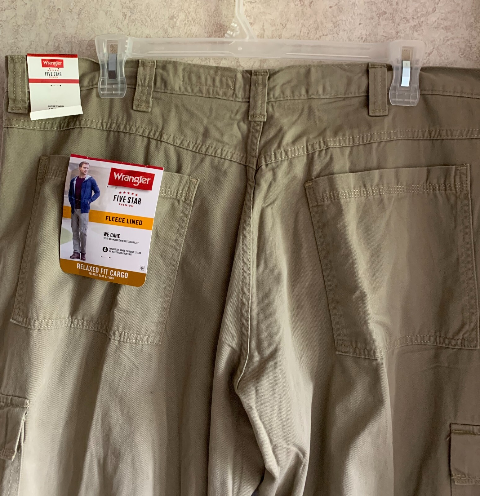 Wrangler Men's Pants Cargo Fleece Lined New Relaxed Fit Size 42 x 30 Insulated thumbnail 5