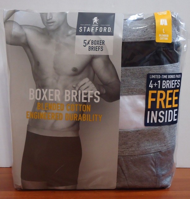 Stafford 5Pack Men's Blended Cotton Boxer Briefs Black/Grey Pack eBay