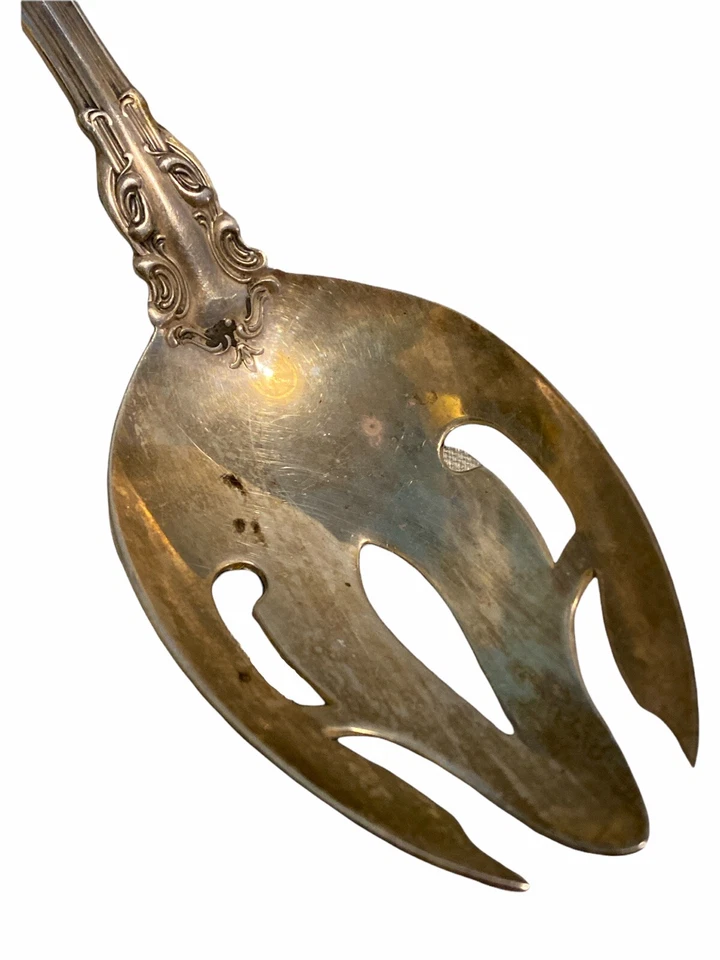 Chantilly Gorham 1950 cuchara de mesa perforada para servir 8 3/8" plata de ley monogr Foto 3 de 4