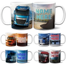 Personalised Lorry Mug Trucking Fathers Day Birthday Cup Custom Text Gift