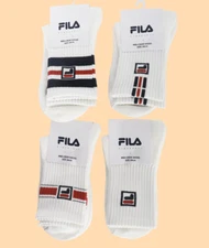 FILA Tennis Mid-Cut Socks Men's Sportswear Training Casual Socks White 1pc NWT