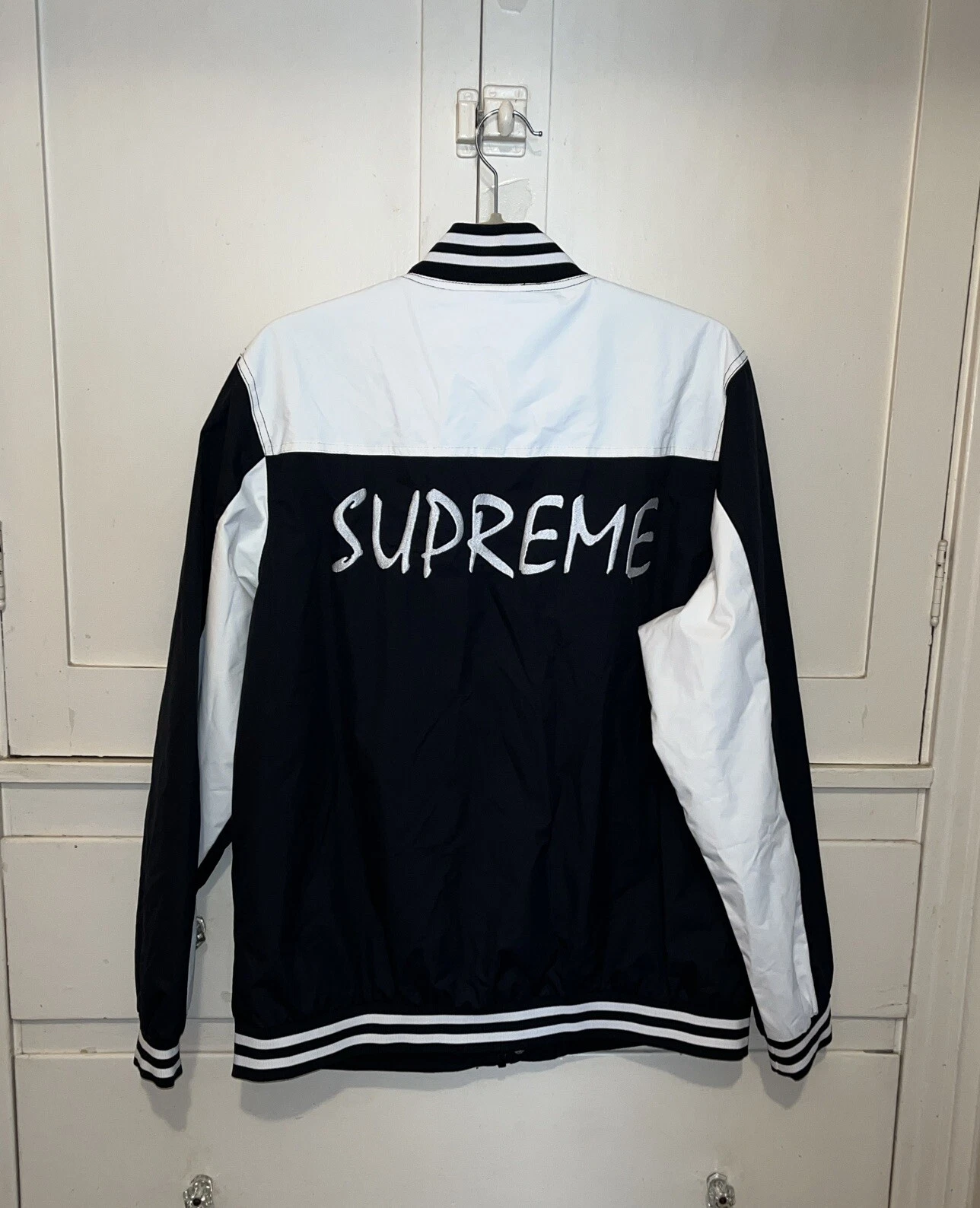 Veste d'échauffement SS14 Supreme x Champion taille L noir blanc rare vintage 2014