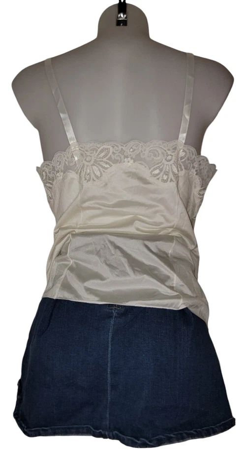 Vtg 70s Womens Ivory Butterfly Babydoll Lace Fairy Coquette Cami Tank Top Sz 36 - Image 2 of 4