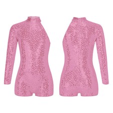 Kids Girls Bodysuit Long Sleeve Dance Unitard Rompers Invisible Dancewear Jazz