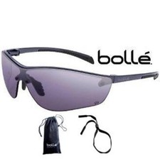 Bolle 40238 Silium Black Frame, Smoke Anti-Scratch Fog Lens, With Case Cord