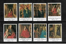 Dominica 1991 - Christmas Art - Set of 8 Stamps - Scott #1404-11 - MNH