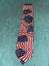 Gino Pompeii 58” Men’s Tie 100% Silk Fabric Made In USA American Flag