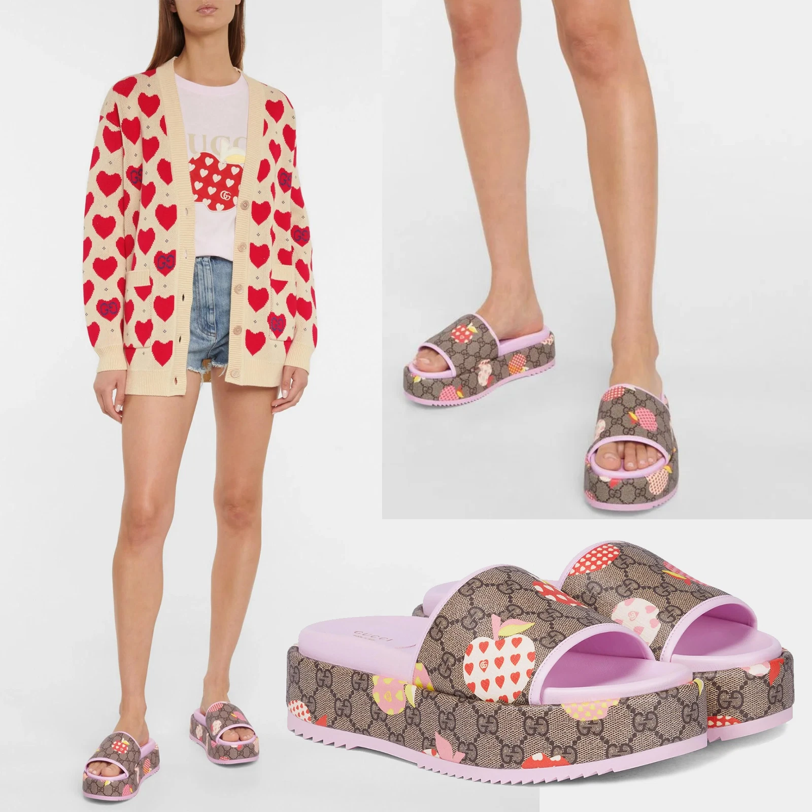 CHAUSSURES GUCCI LES POMMES APPLE GG SUPREME PLATEFORME SLIDE taille 40 10