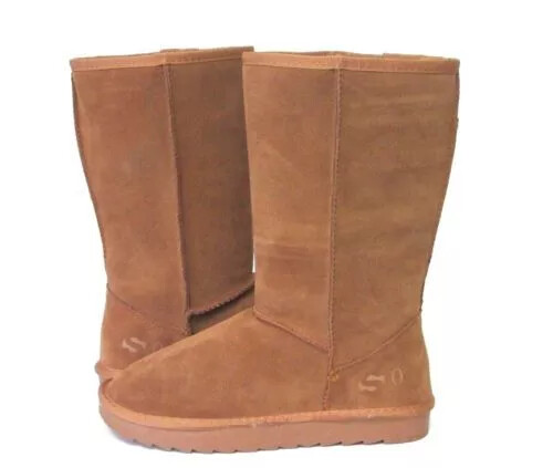NEU DAMENSTIEFEL (SO MARKE) KLASSISCH HOCH HELLBRAUN VELOURSLEDER OBERMATERIAL KOSTENLOSER VERSAND - Bild 1 von 7