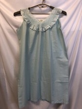 Katz Shift VTG Womens Size Large Aqua Blue Nightgown Lace Trim