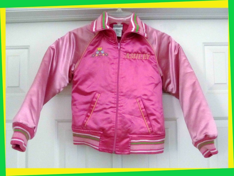 💘 Girl's Satin ASHLEY Personalized DISNEY Princess New Jacket M 7-8 Coat Pink
