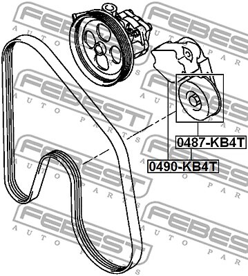 0487-KB4T FEBEST Tensioner Pulley, V-ribbed belt for ,MITSUBISHI
