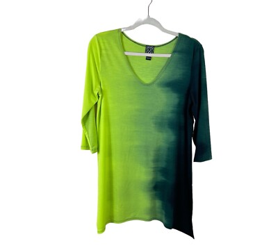 CLARA SUN WOO womens size XS green black ombre stretch 3/4 sleeve tunic top
