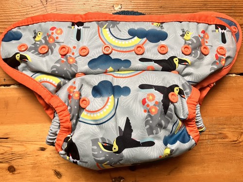 BAMBOO POP IN REUSABLE NAPPY POPPER FASTENING BIRTH TO POTTY NEW TOUCAN DESIGN - Picture 6 of 9