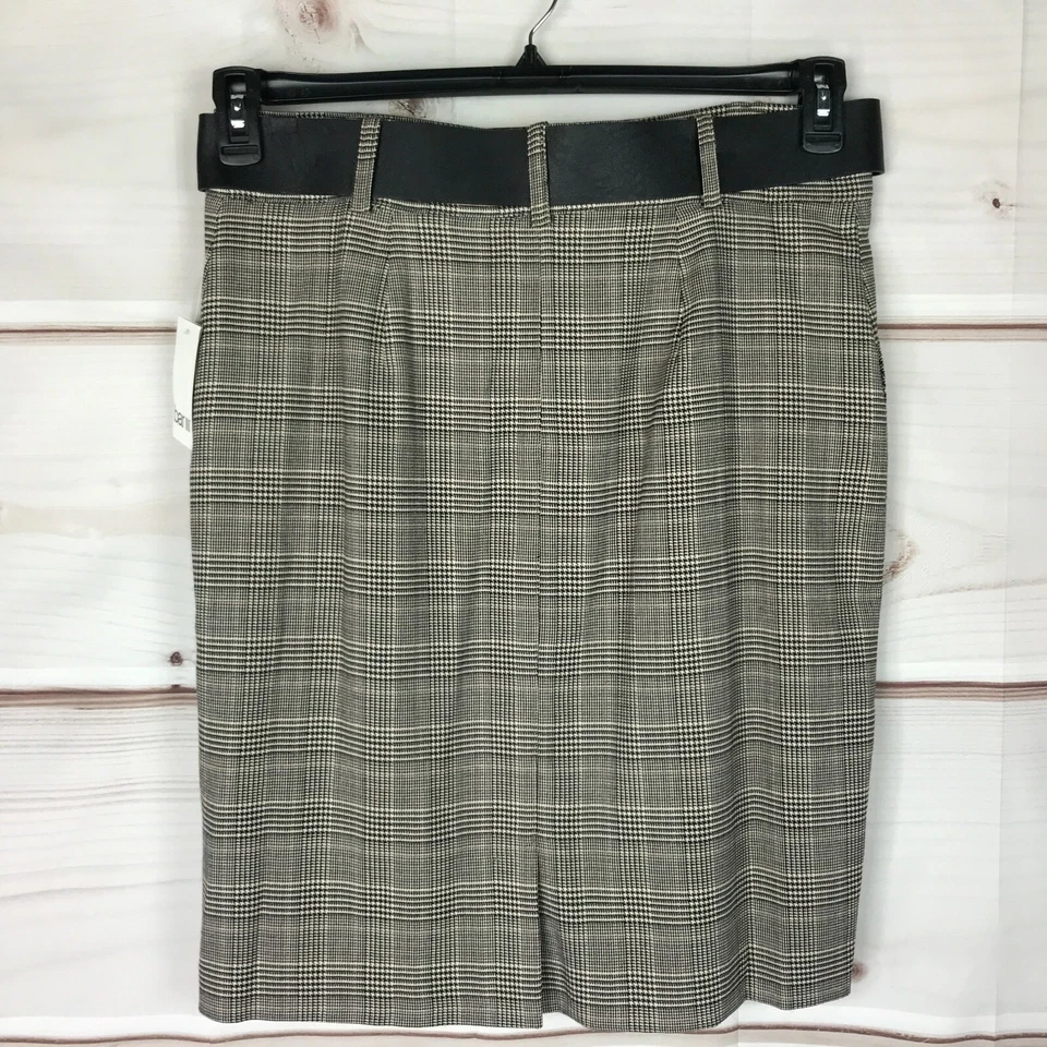 Falda Bar III para mujer 12 multicolor pata de gallo forrada con cinturón elástica hasta la rodilla Foto 4 de 4