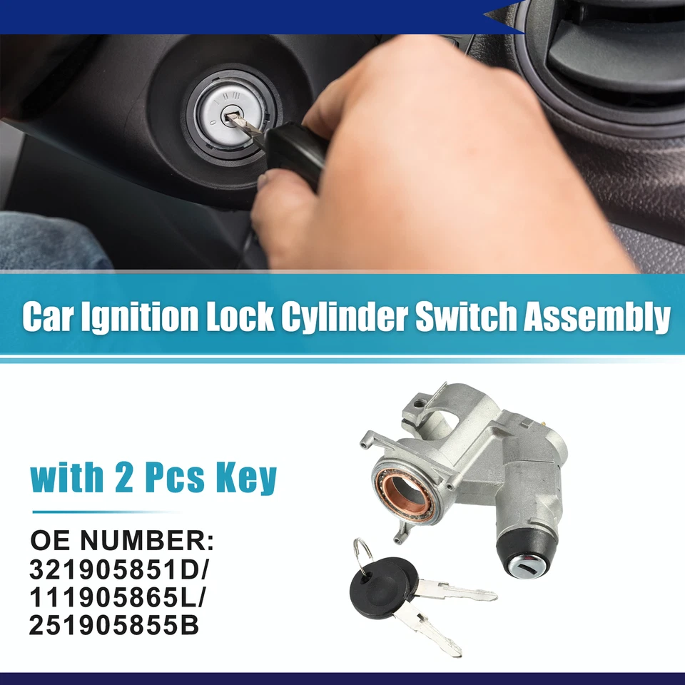 Car Ignition Lock Cylinder Switch with Keys for Audi 4000 321905851D - 1 pcs - Imagem 2 de 4