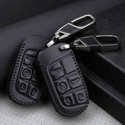 Remote Key Fob Cover Leather Case For Jeep Grand Cherokee Chrysler Dodge Fiat SH