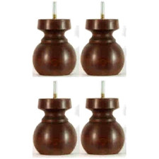 4 LARGE BUN FEET 10 cm Ref. E847-DDMw TURNED WOODEN FEET,  Sofa Footstool Chair