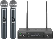 Wireless Microphone System Dual Wireless Mics,w/ 2 Handheld Dynamic
