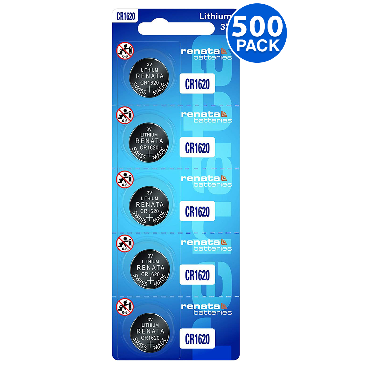 Renata CR1620 3V Lithium Coin Cells (500 Batteries) - Tracking Included!