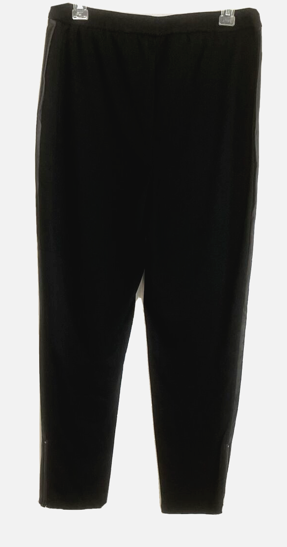 J Jason Wu Faux Leather/Knit Pants Black Sz M Pull On Ankle Zip