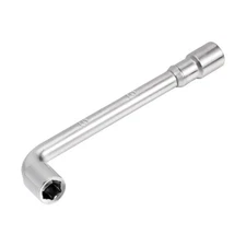 10mm Metric L Shaped Angled Open Hex 6 point Socket Wrench Silver Tone