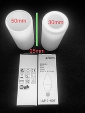 Lampenschirm E14/g9 Ersatz Glas weiß matt Ø50x95mm Loch 30mm Zylinder + 5,5W Led