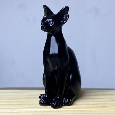 1pc Natural Carved Figurines obsidian Hairless cat Skull Quartz Crystal Skull