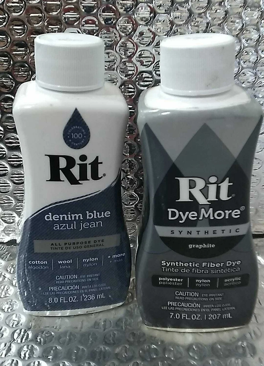 RIT DYE Synthetic Graphite and Denim Blue 8 fl oz ~ Lot of 2