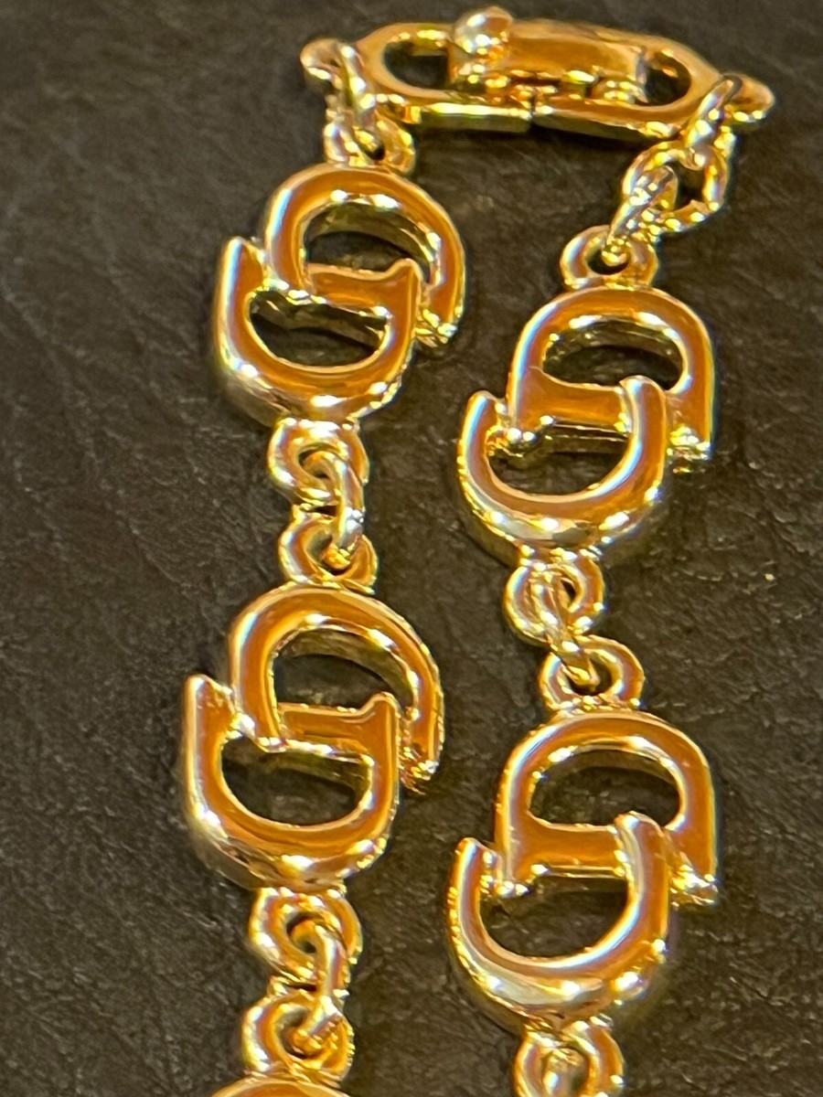 CHRISTIAN DIOR Bracelet Bangle Chain AUTH Logo Vintage Rare CD F/S