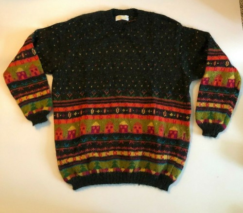 Benetton 100% Wool Sweater Colorful 