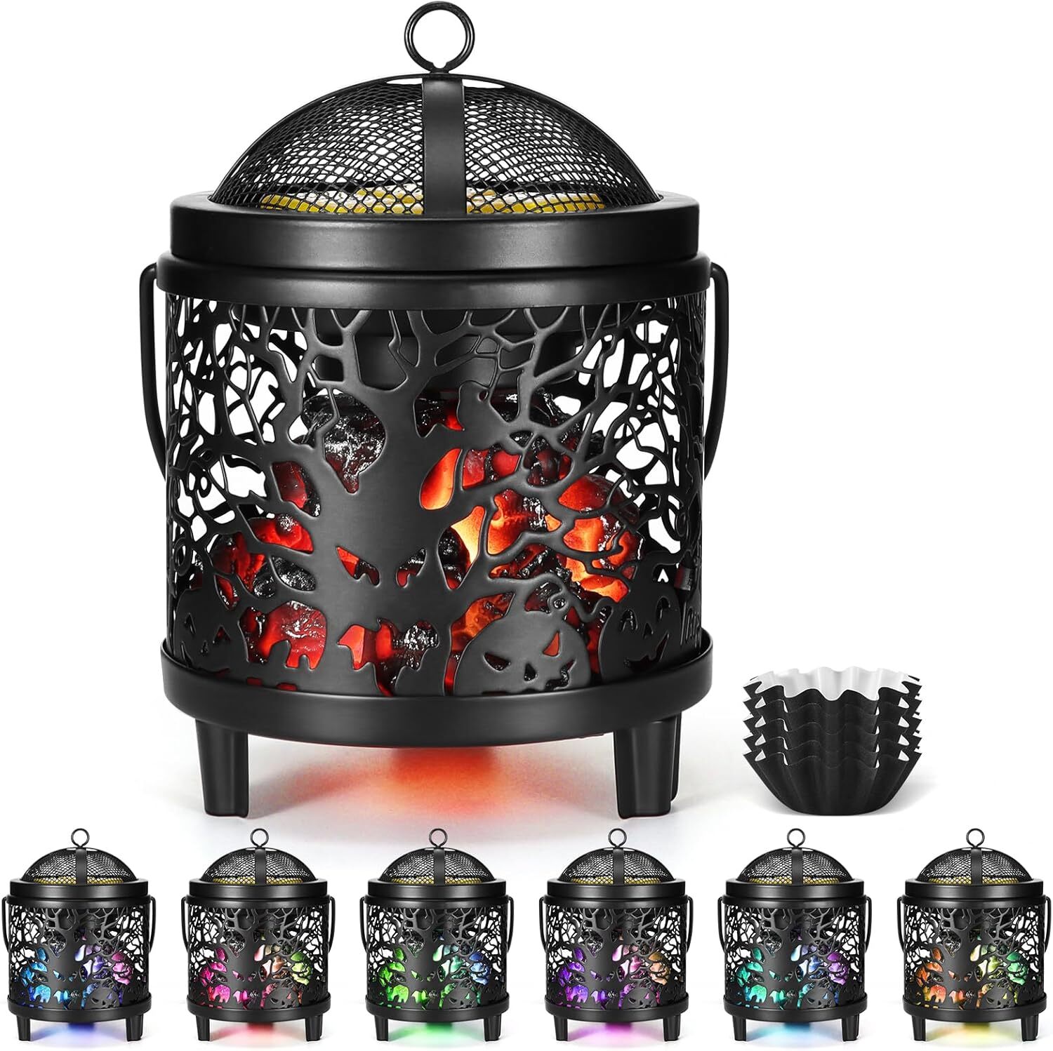 4in1 Fireplace Wax Warmer Electric Wax Melter Oil Burner 7LED Color Changing-image