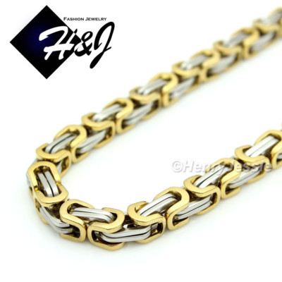 18''-40''Stainless Steel 4/6/9mm Silver/Gold/Black Plated Byzantine Box Necklace