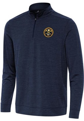 Antigua Denver Nuggets Navy Blue Bright Long Sleeve Qtr Zip Pullover Men's 2XL 