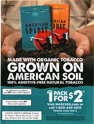 natural organic tobacco 2015 American Spirit Natural Cigarettes Print Ad Organic Tobacco American  Soil