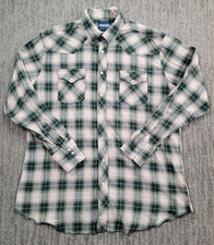 Wrangler Vintage 90s Plaid Flannel Pearl Snap Men's XL Rodeo Western Long Sleeve