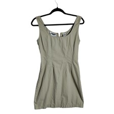 DKNY Jeans Vintage Khaki Cotton Mini Dress Tan Scoop Neck Sleeveless Size 8