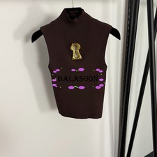 semi-high neck slim knit vest sleeveless sweater simple