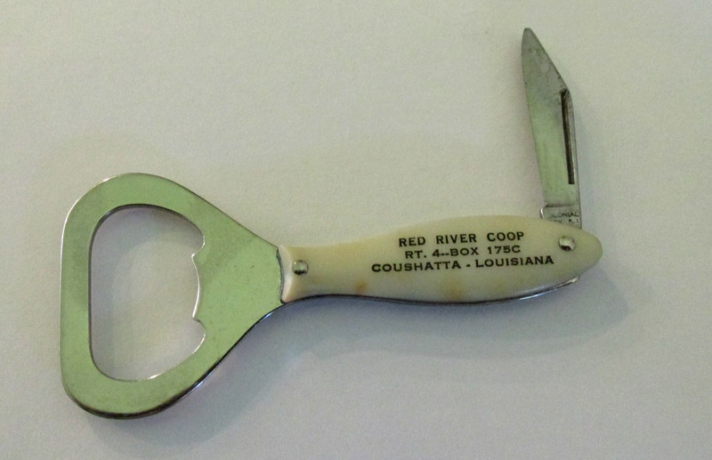LOUISIANA POCKET KNIFE BOTTLE OPENER COMBO COLONIAL TROY RED RIVER CO-OP
