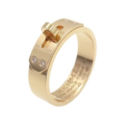HERMES Kelly Diamond Ring 18K Rose Gold US Size 5.75