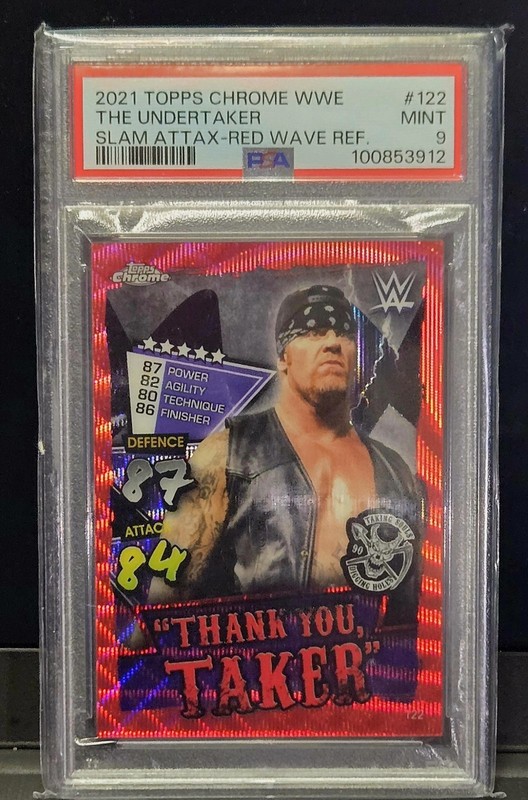2021 Topps Chrome WWE Undertaker Thank You Taker Red Wave Refractor PSA 9...