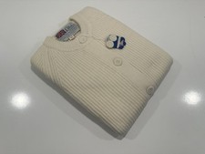 VINTAGE NEW Elliot 100 Pure Virgin Wool Dorset Btn Cardigan Sweater Wht Sz 36