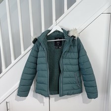Hollister Women’s Teal Puffer Jacket – Medium