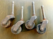 Vintage Wood Wheel Casters Set of 4 Furniture Victorian Antique