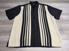 Nat Nast Silk Shirt Mens Large Bowling Retro Striped Short Sleeve Button Up