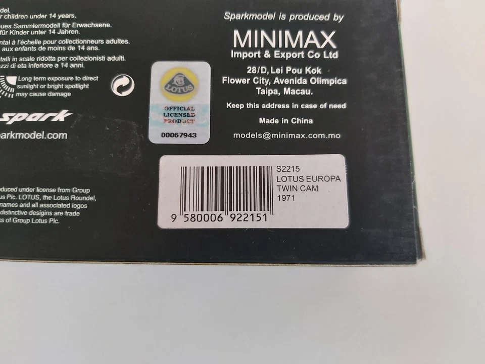 Spark 1/43 Lotus Europa Twin Cam - Rosso - 1971 - S2215 - Immagine 3 di 3