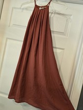 Everly Burnt Orange Sleevless Shift Dress Flowy Minimal Lightweight