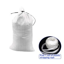 White polyethylene woven sandbags, 14 x 26 in pack of 50  1 roll of tie straps